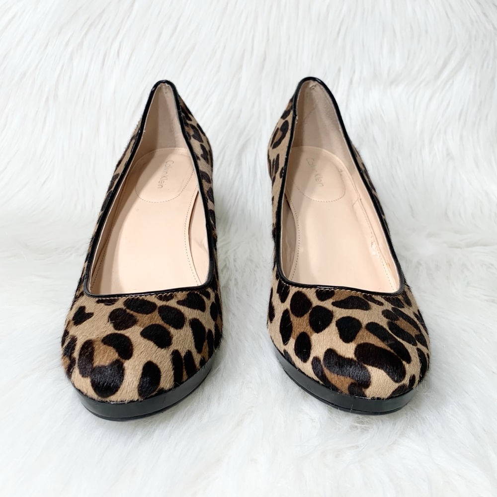 SOLD-Calvin Klein Leopard Print Calf Hair Black Pumps - Picture 5 of 14